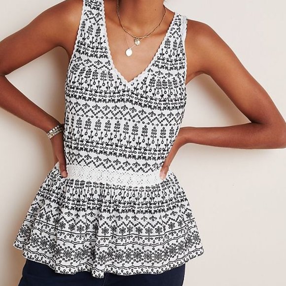 Anthropologie | NWT Cammie Embroidered Peplum Top - Picture 15 of 16